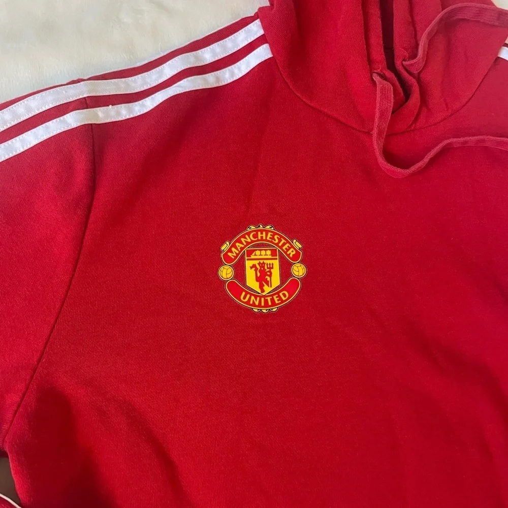 Adidas Red Hoodie with Manchester United Emblem